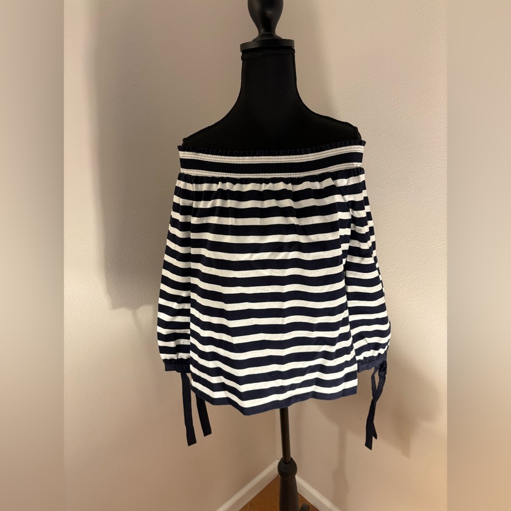 Jcrew Striped Off-Shoulder Top